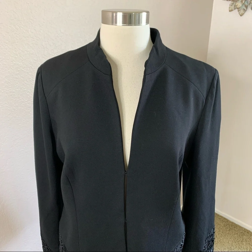 Chico’s NWT Lace Hem Ponte Black Jacket